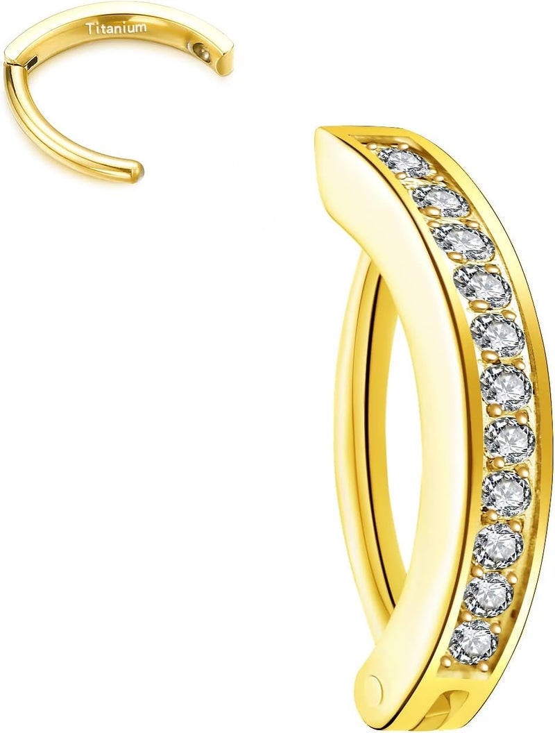 VOJO 14G G23 Titanium Clicker Belly Button Ring,10/12mm Reverse Curved Hoop Navel Barbell Piercing Jewelry - Image 1